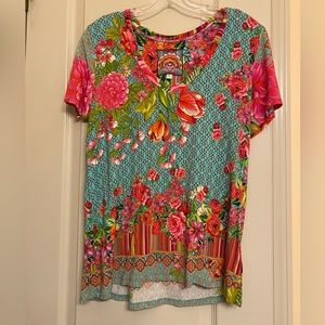 Johnny Was short sleeve swing t shirt made from bamboo and spandex